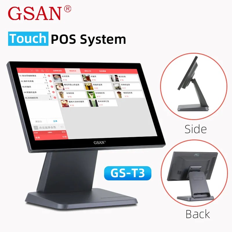 GS-T3 Restaurant Machine de caissier de vente au détail tout dans un système de point de vente à écran tactile