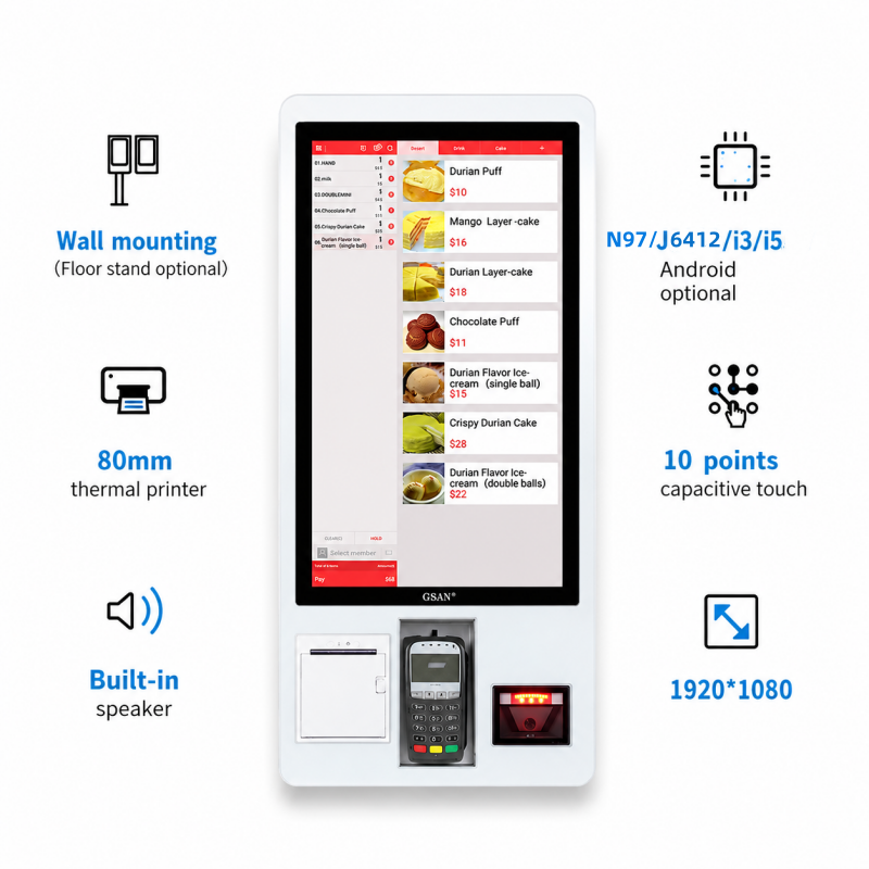 Kiosque de système de position de machine de paiement de contact de libre-service de supermarché GS-Q1